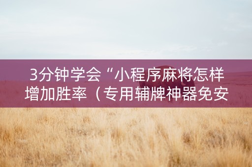 3分钟学会“小程序麻将怎样增加胜率（专用辅牌神器免安装）