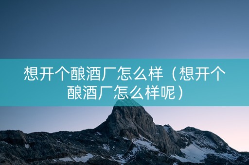 想开个酿酒厂怎么样（想开个酿酒厂怎么样呢）