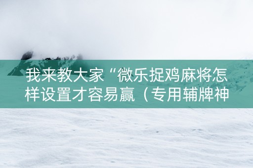 我来教大家“微乐捉鸡麻将怎样设置才容易赢（专用辅牌神器免安装）