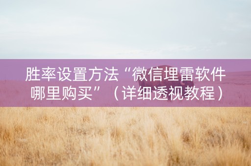 胜率设置方法“微信埋雷软件哪里购买”（详细透视教程）-哔哩哔哩