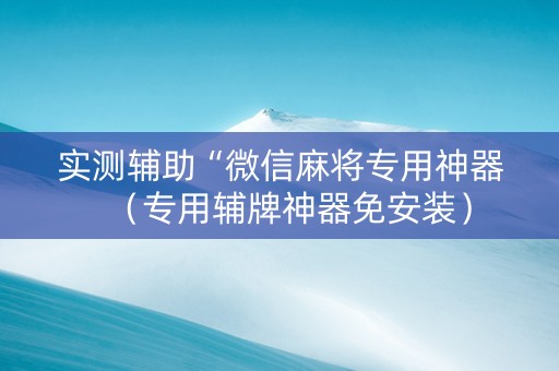 实测辅助“微信麻将专用神器（专用辅牌神器免安装）