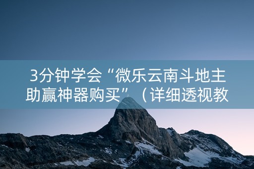 3分钟学会“微乐云南斗地主助赢神器购买”（详细透视教程）-哔哩哔哩
