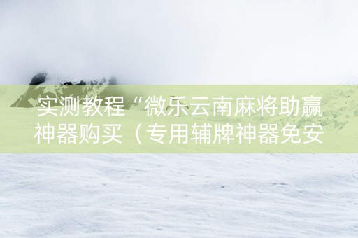 实测教程“微乐云南麻将助赢神器购买（专用辅牌神器免安装）