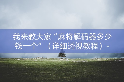 我来教大家“麻将解码器多少钱一个”（详细透视教程）-哔哩哔哩