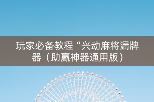 玩家必备教程“兴动麻将漏牌器（助赢神器通用版）