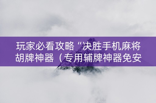 玩家必看攻略“决胜手机麻将胡牌神器（专用辅牌神器免安装）