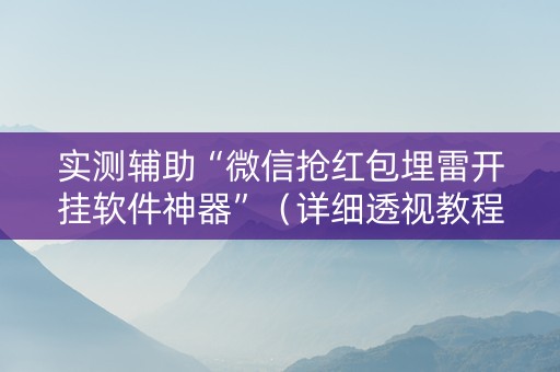 实测辅助“微信抢红包埋雷开挂软件神器”（详细透视教程）-哔哩哔哩