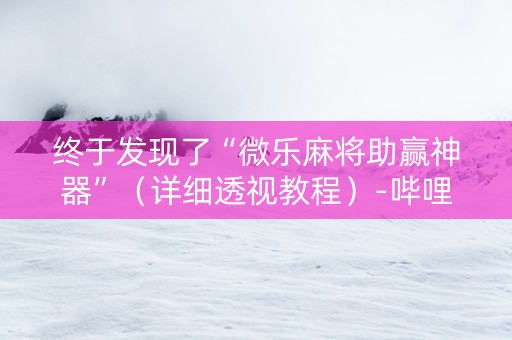 终于发现了“微乐麻将助赢神器”（详细透视教程）-哔哩哔哩