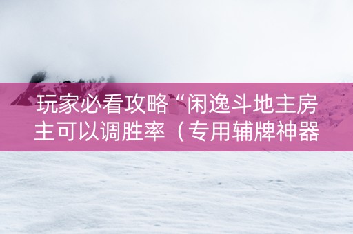 玩家必看攻略“闲逸斗地主房主可以调胜率（专用辅牌神器免安装）