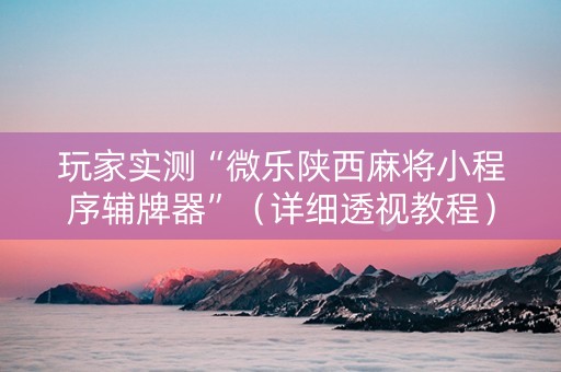 玩家实测“微乐陕西麻将小程序辅牌器”（详细透视教程）-哔哩哔哩