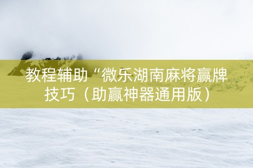 教程辅助“微乐湖南麻将赢牌技巧（助赢神器通用版）