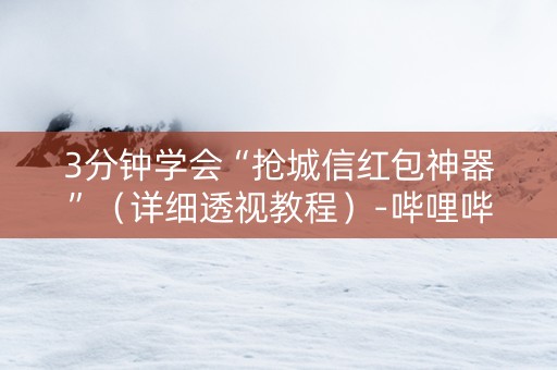 3分钟学会“抢城信红包神器”（详细透视教程）-哔哩哔哩