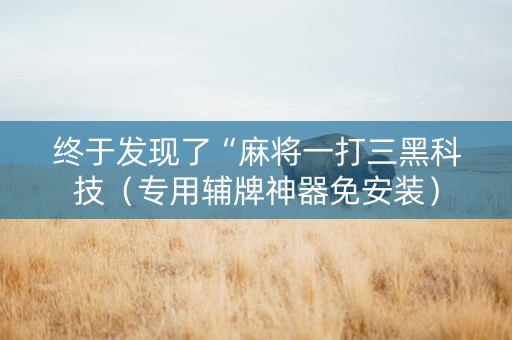 终于发现了“麻将一打三黑科技（专用辅牌神器免安装）