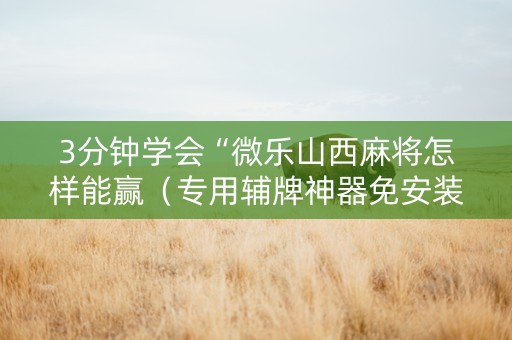 3分钟学会“微乐山西麻将怎样能赢（专用辅牌神器免安装）