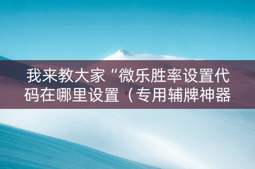 我来教大家“微乐胜率设置代码在哪里设置（专用辅牌神器免安装）