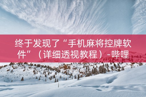 终于发现了“手机麻将控牌软件”（详细透视教程）-哔哩哔哩