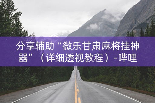 分享辅助“微乐甘肃麻将挂神器”（详细透视教程）-哔哩哔哩