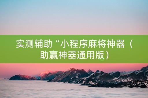 实测辅助“小程序麻将神器（助赢神器通用版）