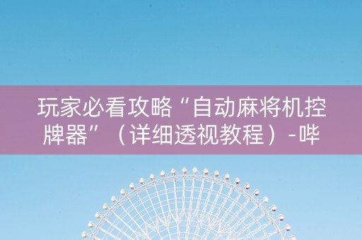 玩家必看攻略“自动麻将机控牌器”（详细透视教程）-哔哩哔哩