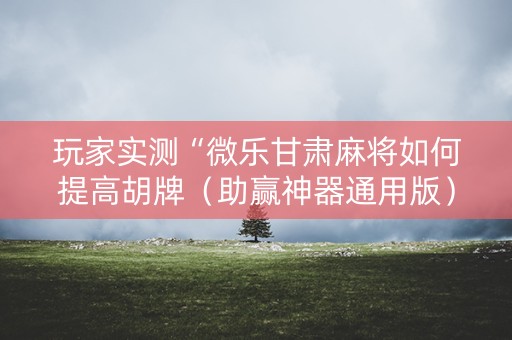 玩家实测“微乐甘肃麻将如何提高胡牌（助赢神器通用版）