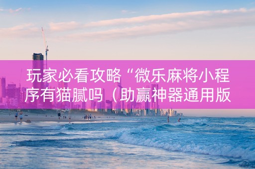 玩家必看攻略“微乐麻将小程序有猫腻吗（助赢神器通用版）