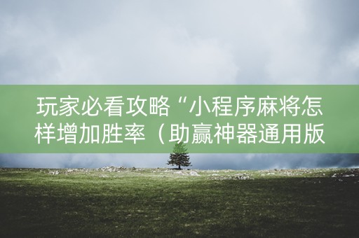 玩家必看攻略“小程序麻将怎样增加胜率（助赢神器通用版）