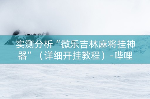 实测分析“微乐吉林麻将挂神器”（详细开挂教程）-哔哩哔哩