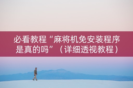 必看教程“麻将机免安装程序是真的吗”（详细透视教程）-哔哩哔哩