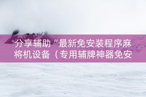 分享辅助“最新免安装程序麻将机设备（专用辅牌神器免安装）