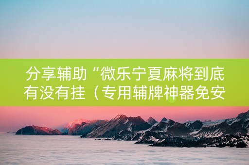 分享辅助“微乐宁夏麻将到底有没有挂（专用辅牌神器免安装）