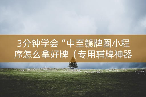 3分钟学会“中至赣牌圈小程序怎么拿好牌（专用辅牌神器免安装）