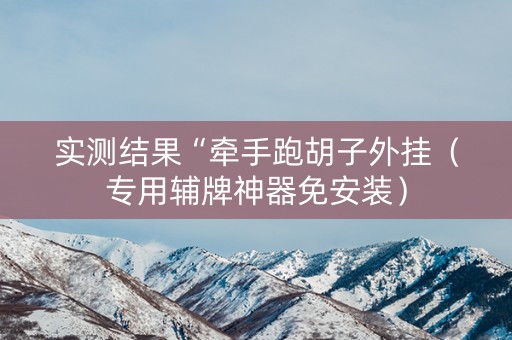 实测结果“牵手跑胡子外挂（专用辅牌神器免安装）