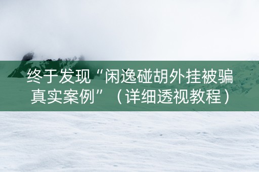 终于发现“闲逸碰胡外挂被骗真实案例”（详细透视教程）-哔哩哔哩