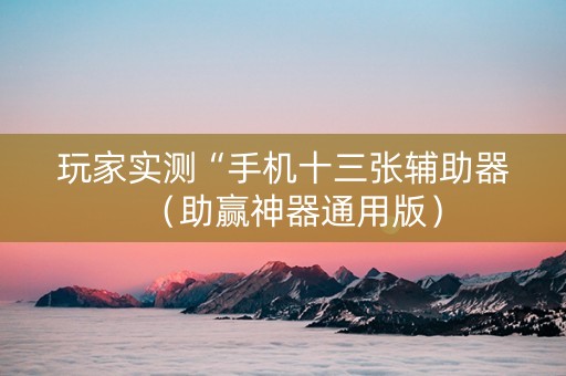 玩家实测“手机十三张辅助器（助赢神器通用版）