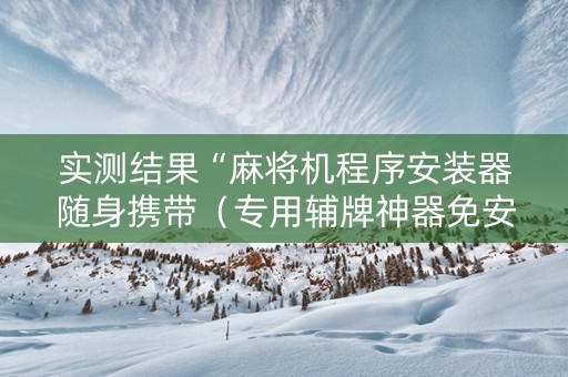 实测结果“麻将机程序安装器随身携带（专用辅牌神器免安装）