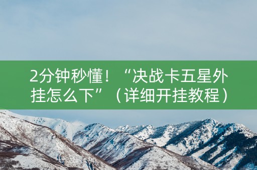 2分钟秒懂！“决战卡五星外挂怎么下”（详细开挂教程）-哔哩哔哩