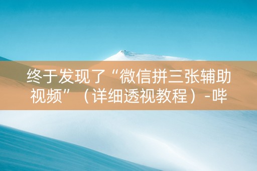 终于发现了“微信拼三张辅助视频”（详细透视教程）-哔哩哔哩