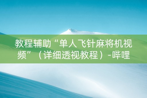 教程辅助“单人飞针麻将机视频”（详细透视教程）-哔哩哔哩