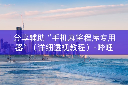 分享辅助“手机麻将程序专用器”（详细透视教程）-哔哩哔哩