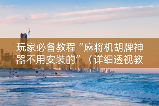 玩家必备教程“麻将机胡牌神器不用安装的”（详细透视教程）-哔哩哔哩