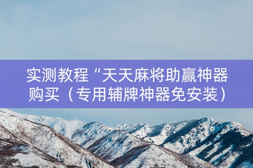 实测教程“天天麻将助赢神器购买（专用辅牌神器免安装）