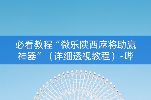必看教程“微乐陕西麻将助赢神器”（详细透视教程）-哔哩哔哩