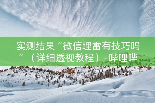 实测结果“微信埋雷有技巧吗”（详细透视教程）-哔哩哔哩