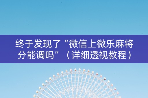终于发现了“微信上微乐麻将分能调吗”（详细透视教程）-哔哩哔哩