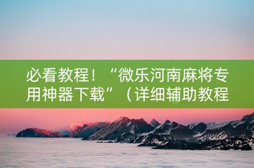 必看教程！“微乐河南麻将专用神器下载”（详细辅助教程）-哔哩哔哩