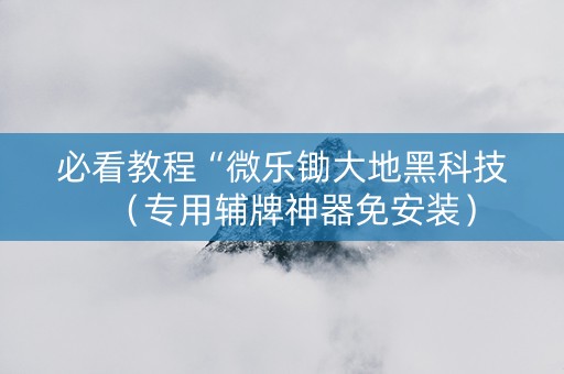 必看教程“微乐锄大地黑科技（专用辅牌神器免安装）