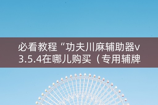 必看教程“功夫川麻辅助器v3.5.4在哪儿购买（专用辅牌神器免安装）