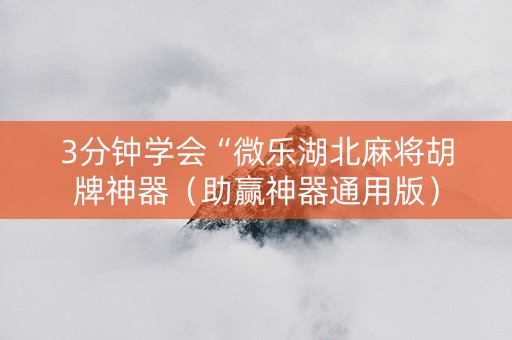 3分钟学会“微乐湖北麻将胡牌神器（助赢神器通用版）
