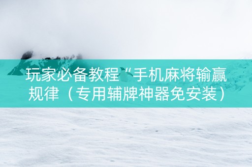 玩家必备教程“手机麻将输赢规律（专用辅牌神器免安装）