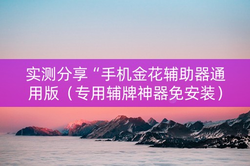 实测分享“手机金花辅助器通用版（专用辅牌神器免安装）